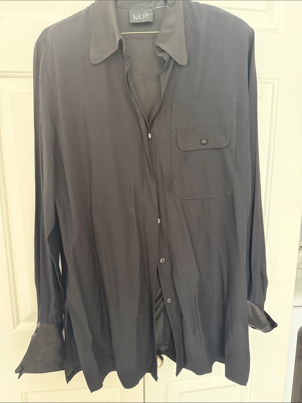 Vintage Wild RoseBlack Long-Sleeve Mini Shirt Dress